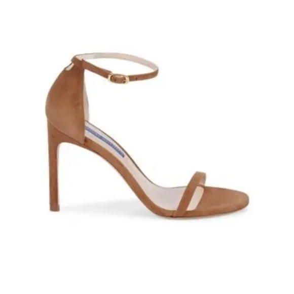 New STUART WEITZMANTaupe Nudistsong‎ Suede 105 Strappy Sandals 9.5 heels brown - Picture 1 of 14